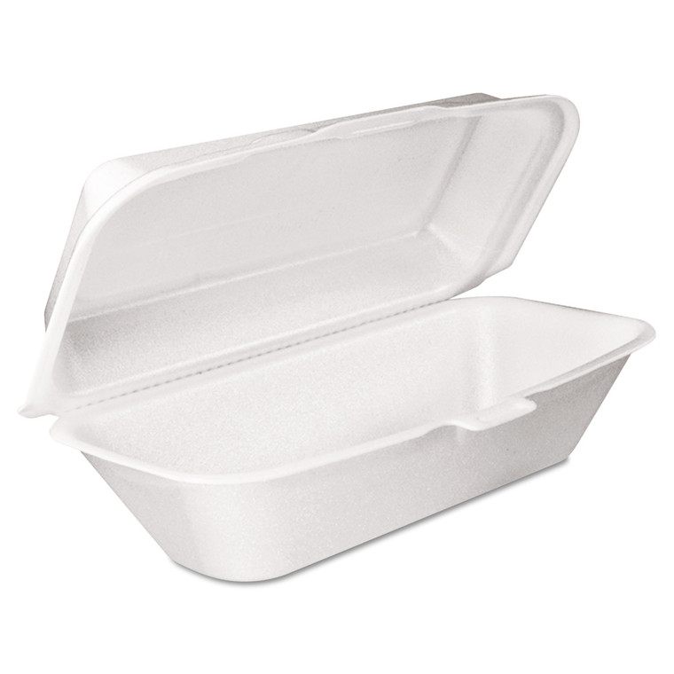 Foam Hinged Lid Container, Hoagie Container With Removable Lid, 5.3 X 9.8 X 3.3, White, 125/bag, 4 Bags/carton - DCC99HT1R