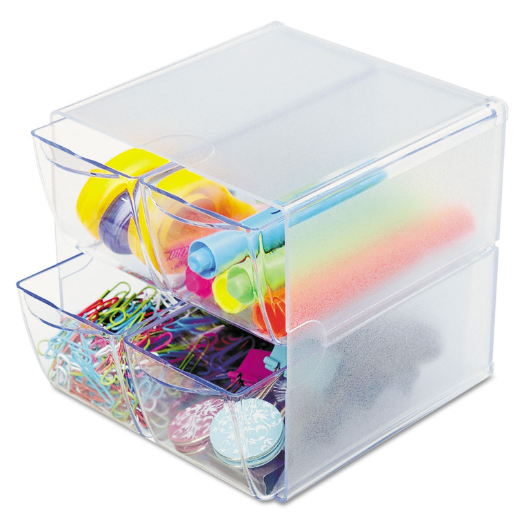 Stackable Cube Organizer, 4 Drawers, 6 X 7 1/8 X 6, Clear - DEF350301