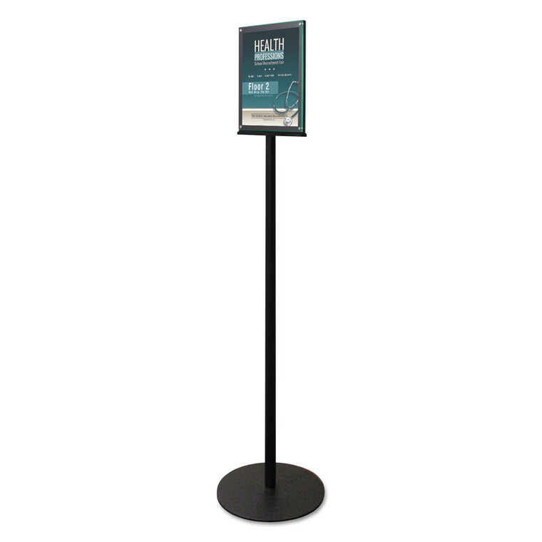 Double-Sided Magnetic Sign Display, 8 1/2 X 11 Insert, 56" Tall, Clear/black - DEF692056