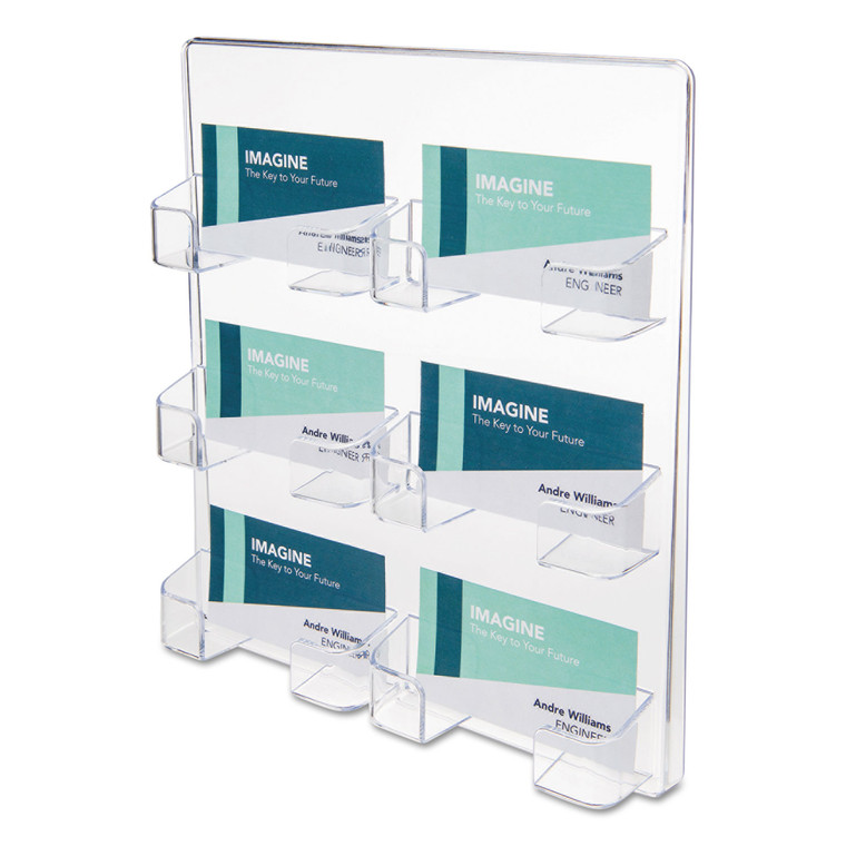 6-Pocket Business Card Holder, Holds 480 Cards, 8.5 X 1.63 X 9.75, Plastic, Clear - DEF70601