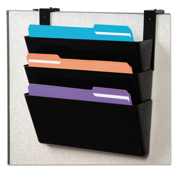 Docupocket Stackable Three-Pocket Partition Wall File, Letter, 13 X 4 X 7, Black - DEF73504