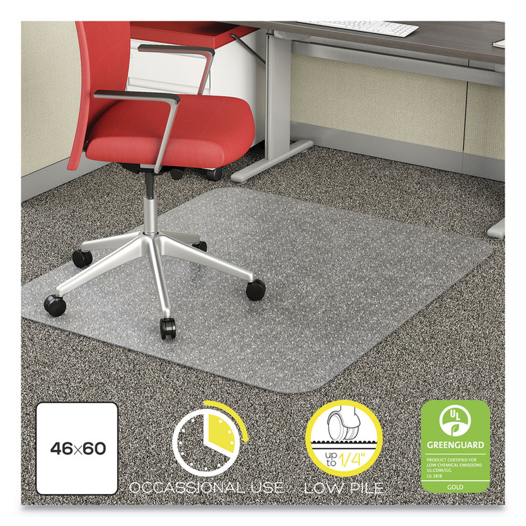Economat Occasional Use Chair Mat, Low Pile Carpet, Roll, 46 X 60, Rectangle, Clear - DEFCM11442FCOM