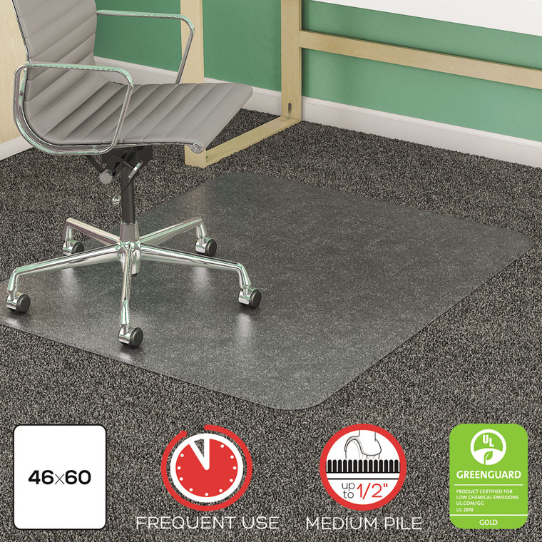 Supermat Frequent Use Chair Mat, Medium Pile Carpet, Flat, 46 X 60, Rectangle, Clear - DEFCM14443F