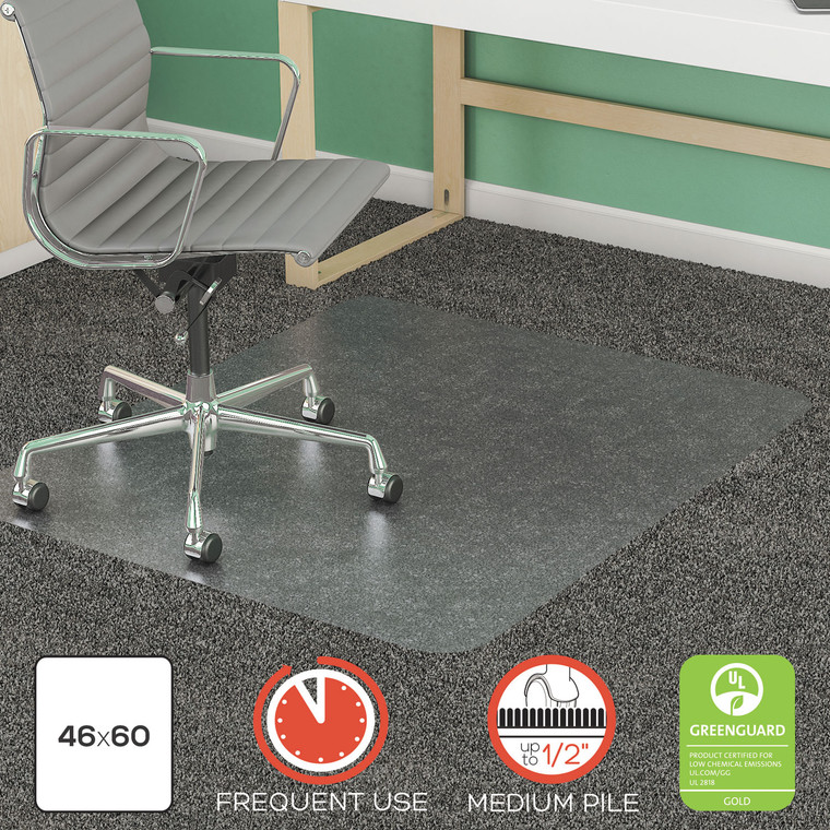 Supermat Frequent Use Chair Mat, Med Pile Carpet, Roll, 46 X 60, Rectangle, Clear - DEFCM14443FCOM