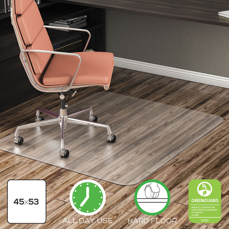 Economat All Day Use Chair Mat For Hard Floors, 45 X 53, Clear - DEFCM21242COM