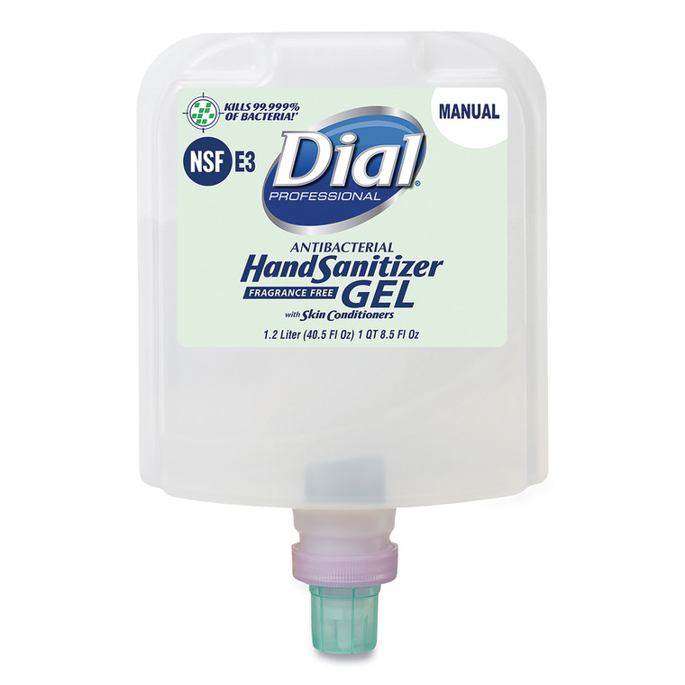 Antibacterial Gel Hand Sanitizer Refill For Dial 1700 Dispenser, 1.2 L Refill, Fragrance-Free, 3/carton - DIA19708
