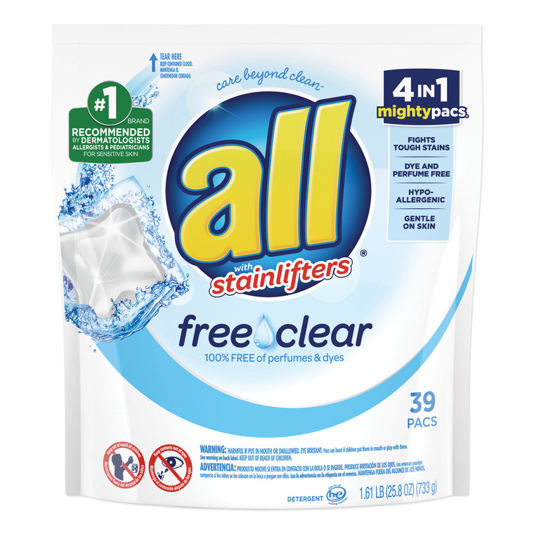 Mighty Pacs Free And Clear Super Concentrated Laundry Detergent, 39/pack - DIA73978EA