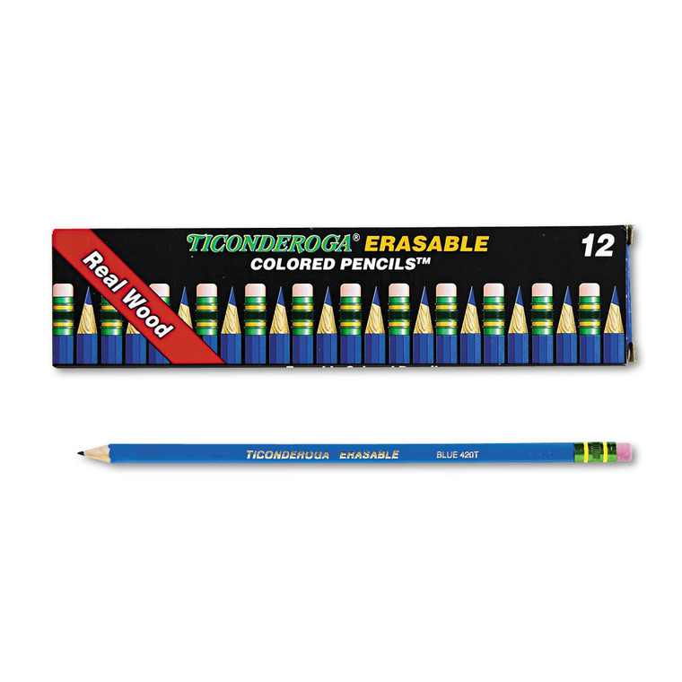 Erasable Colored Pencils, 2.6 Mm, 2b (#1), Blue Lead, Blue Barrel, Dozen - DIX14209
