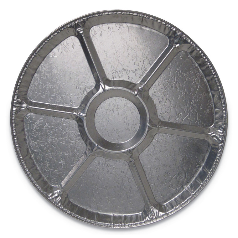 Aluminum Cater Trays, 7 Compartment Lazy Susan, 18" Diameter X 0.94"h, Silver, 50/carton - DPK18LS