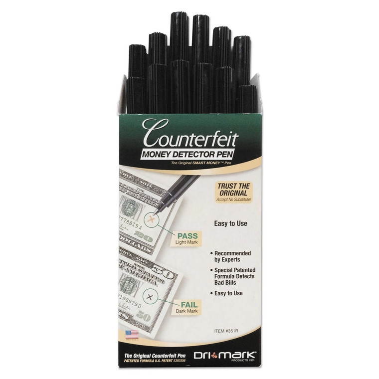 Smart Money Counterfeit Bill Detector Pen, U.s. Currency, 12/pack - DRI351R1