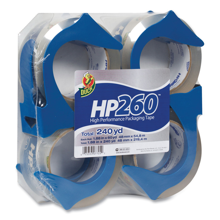 HP260 Packaging Tape With Dispenser, 3" Core, 1.88" X 60 Yds, Clear, 4/pack - DUC0007725