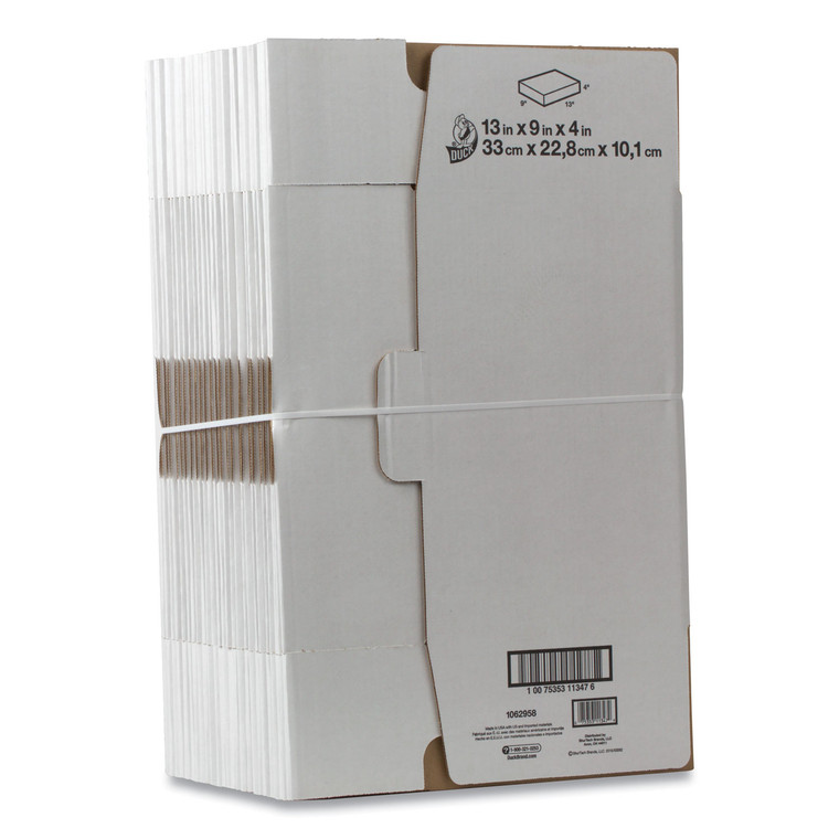 Self-Locking Mailing Box, Regular Slotted Container (rsc), 13" X 9" X 4", White, 25/pack - DUC1147639