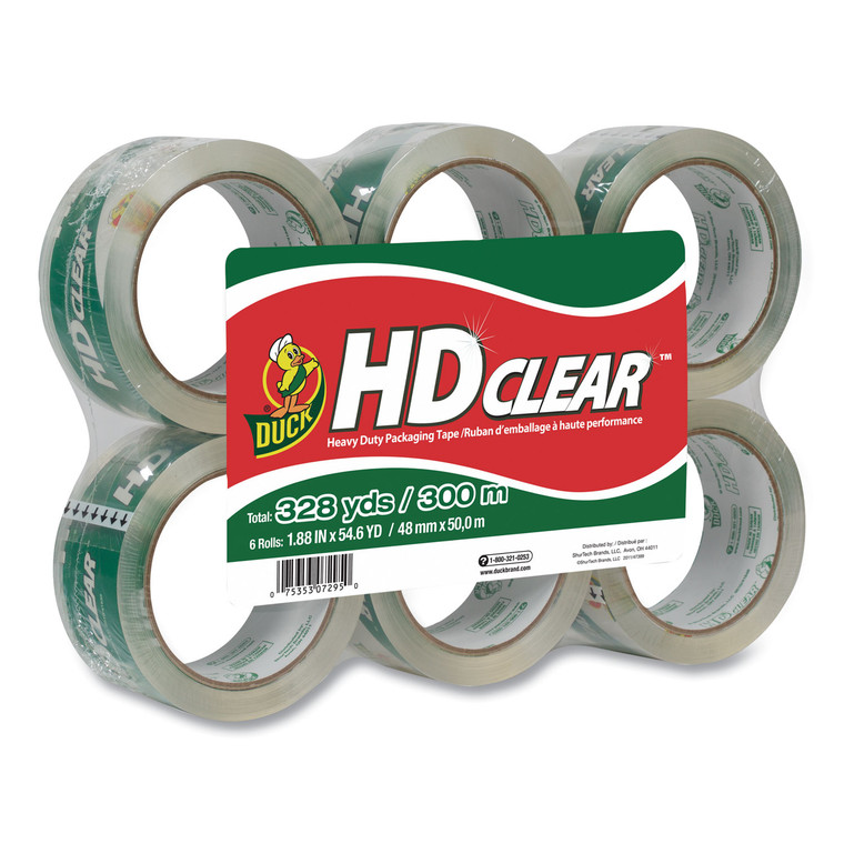 Heavy-Duty Carton Packaging Tape, 3" Core, 1.88" X 55 Yds, Clear, 6/pack - DUCCS556PK