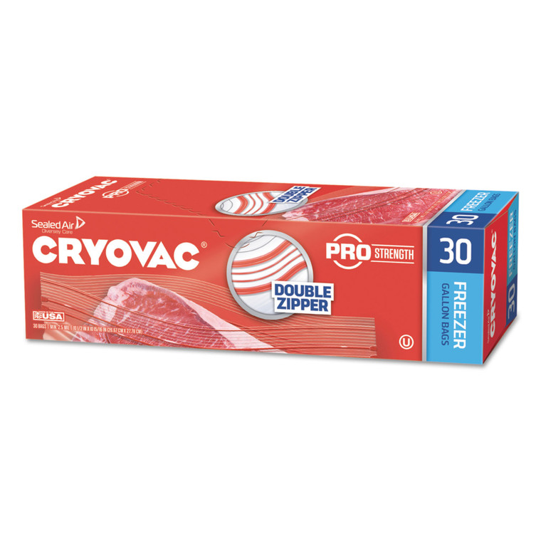 Cryovac One Gallon Freezer Bag Dual Zipper, 1 Gal, 2.5 Mil, 10.5" X 10.94", Clear, 270/carton - DVO100946912