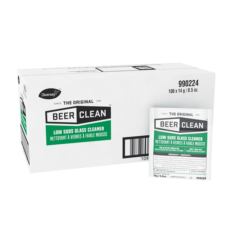 Beer Clean Glass Cleaner, Powder, 0.5 Oz Packet, 100/carton - DVO990224