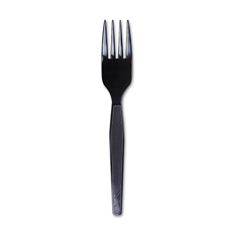 Plastic Cutlery, Heavy Mediumweight Forks, Black, 1,000/carton - DXEFM517