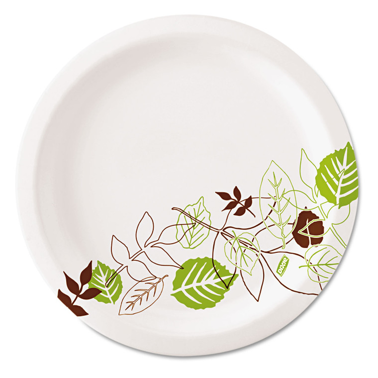 Pathways Soak-Proof Shield Mediumweight Paper Plates, 6.88" Dia, Green/burgundy, 125/pack, 8 Packs/carton - DXEUX7PATH