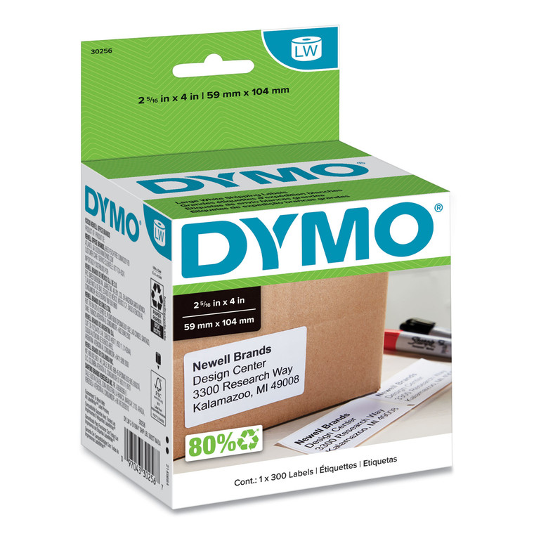 Labelwriter Shipping Labels, 2.31" X 4", White, 300 Labels/roll - DYM30256