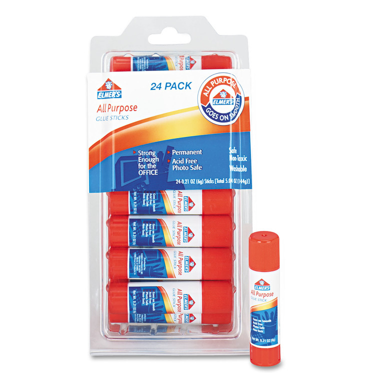 Disappearing Glue Stick, 0.21 Oz, Applies White, Dries Clear, 24/pack - EPIE553