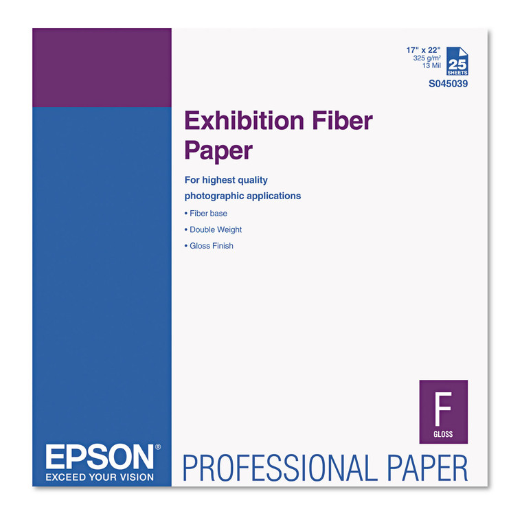 Exhibition Fiber Paper, 13 Mil, 17 X 22, White, 25/pack - EPSS045039