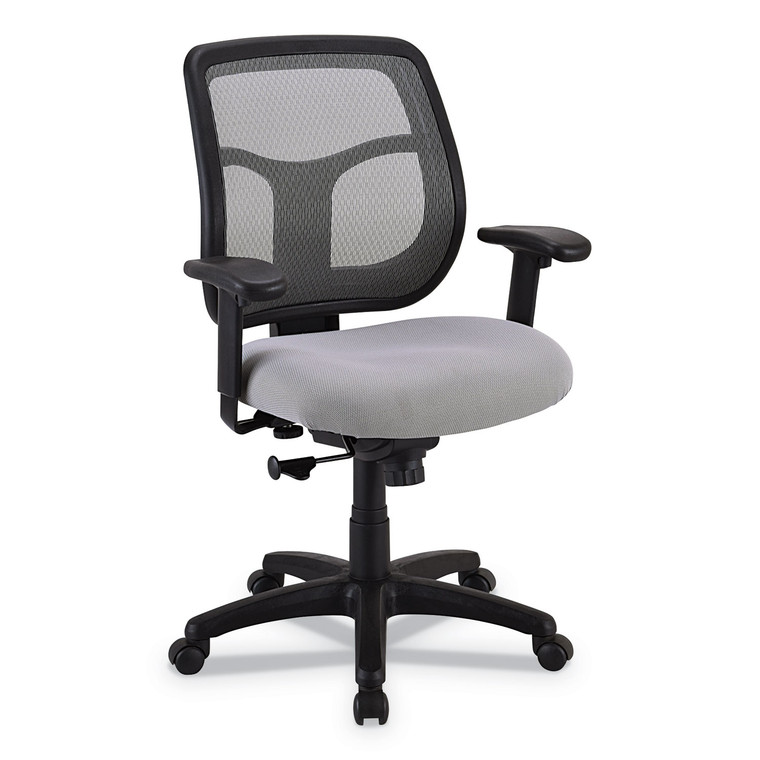 Apollo Mid-Back Mesh Chair, 18.1" To 21.7" Seat Height, Silver Seat, Silver Back, Black Base - EUTMT9400SR