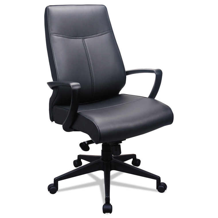 300 Leather High-Back Chair, Supports Up To 250 Lb, 19.57" To 22.56" Seat Height, Black - EUTTP300