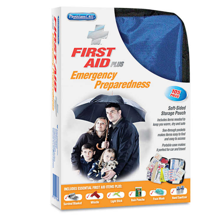 Soft-Sided First Aid And Emergency Kit, 105 Pieces, Soft Fabric Case - FAO90168