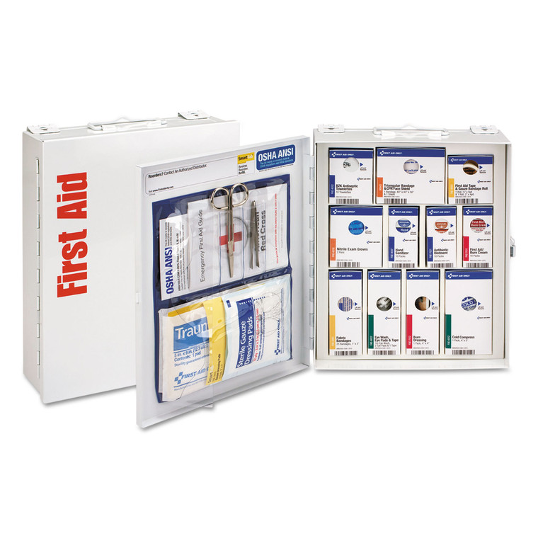 Ansi 2015 Smartcompliance General Business First Aid Station Class A, No Meds, 25 People, 94 Pieces, Metal Case - FAO90578