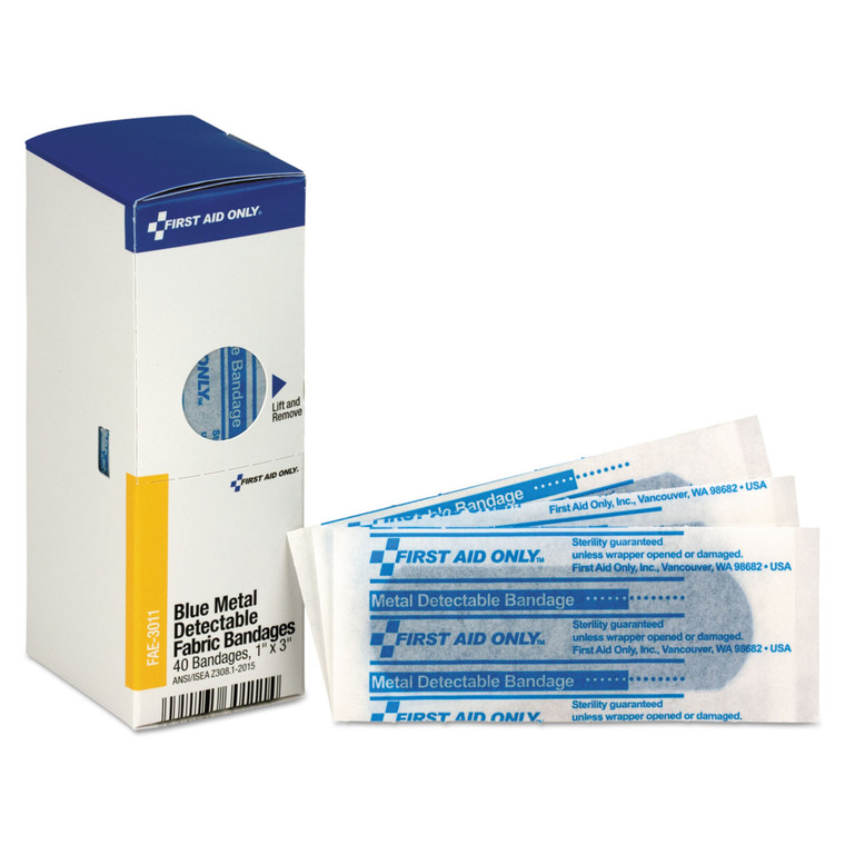 Refill For Smartcompliance General Cabinet, Blue Metal Detectable Bandages, 1 X 3, 40/box - FAOFAE3011