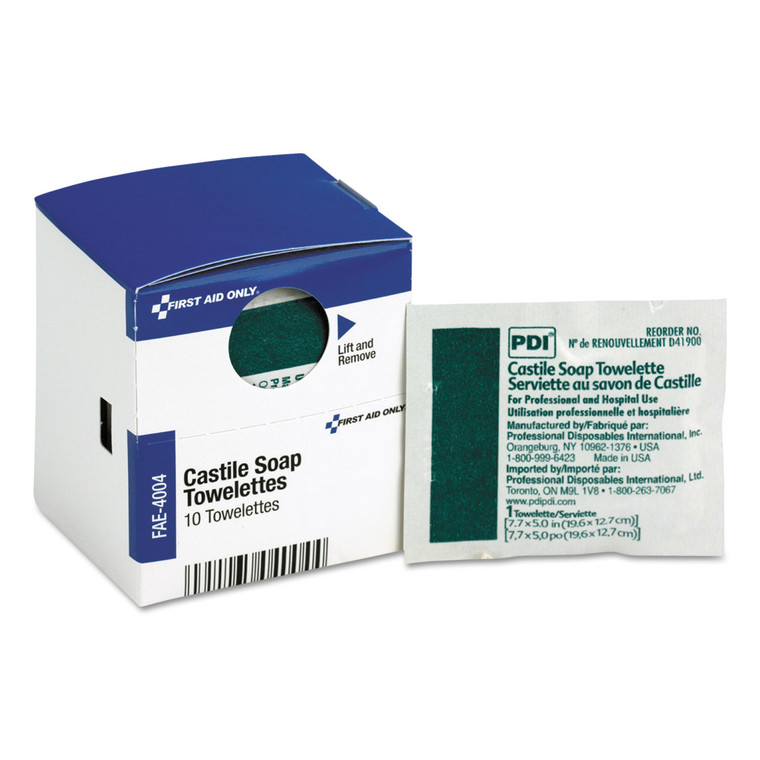 Smartcompliance Castile Soap Towelettes, 10/box - FAOFAE4004