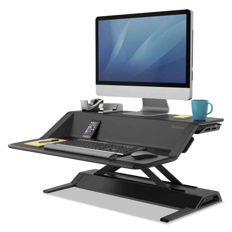 Lotus Sit-Stands Workstation, 32.75" X 24.25" X 5.5" To 22.5", Black - FEL0007901