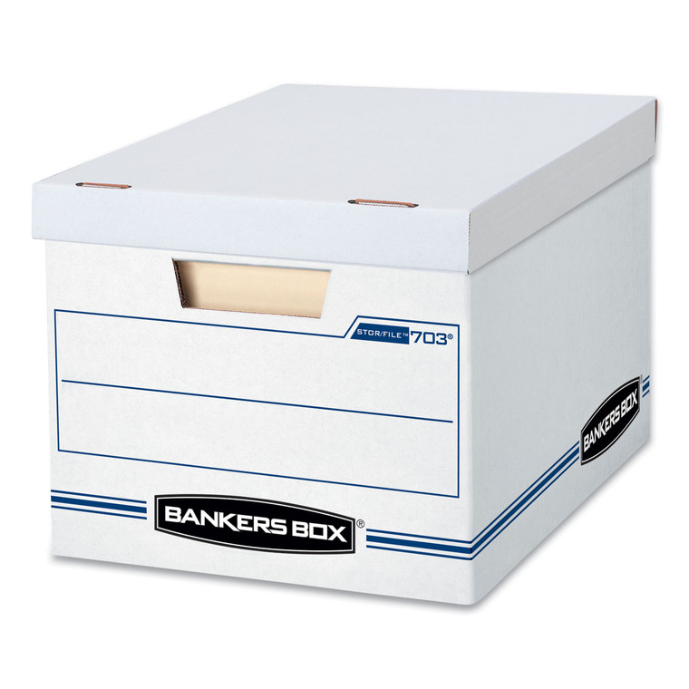 Stor/file Basic-Duty Storage Boxes, Letter/legal Files, 12.5" X 16.25" X 10.5", White/blue, 4/carton - FEL0070308