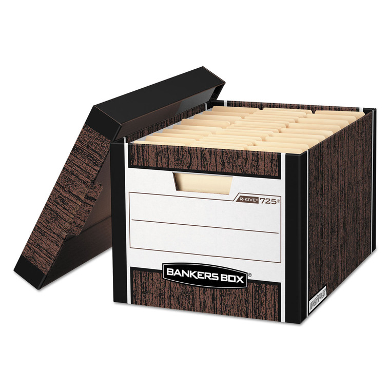 R-Kive Heavy-Duty Storage Boxes, Letter/legal Files, 12.75" X 16.5" X 10.38", Woodgrain, 4/carton - FEL0072506