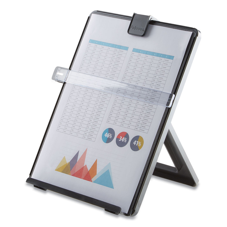 Non-Magnetic Letter-Size Desktop Copyholder, 125 Sheet Capacity, Plastic, Black - FEL21106
