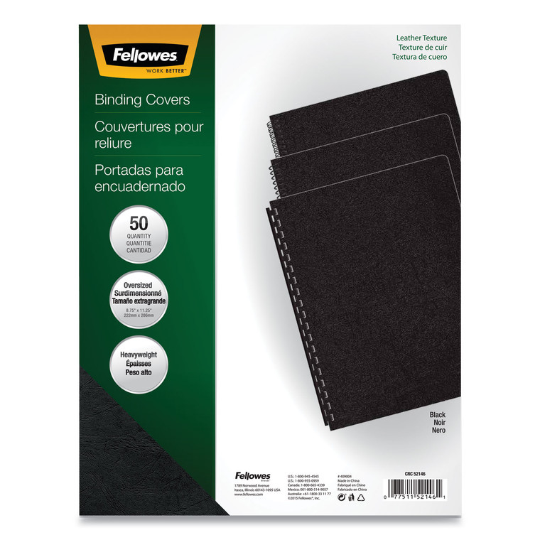 Executive Leather-Like Presentation Cover, Round, 11-1/4 X 8-3/4, Black, 50/pk - FEL52146