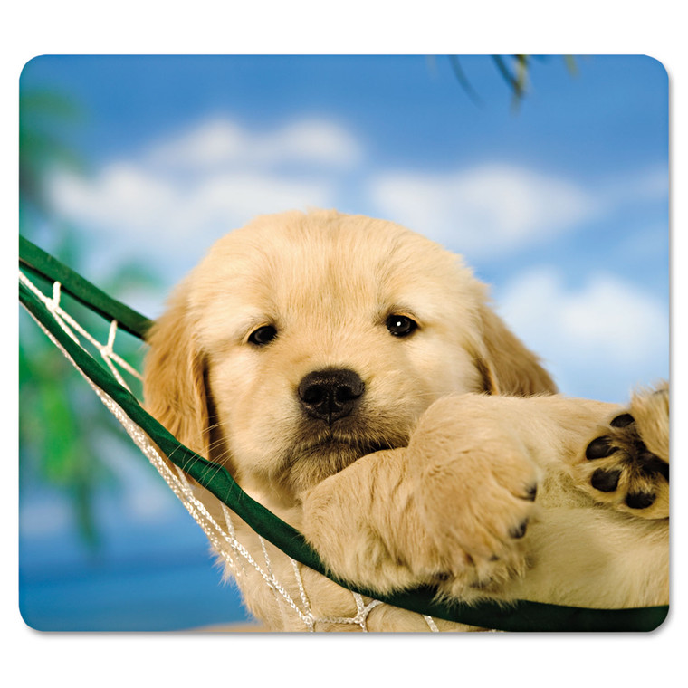 Recycled Mouse Pad, Nonskid Base, 9 X 8 X 1/16, Puppy In Hammock - FEL5913901