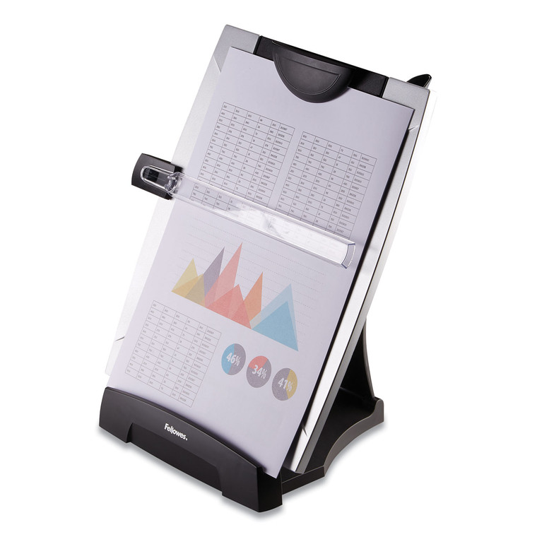 Office Suites Desktop Copyholder With Memo Board, 150 Sheet Capacity, Plastic, Black/silver - FEL8033201