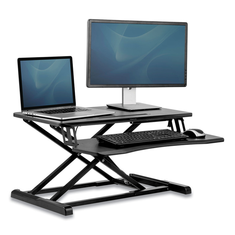 Corsivo Sit-Stand Workstation, 31.5" X 24.25" X 16", Black - FEL8091001