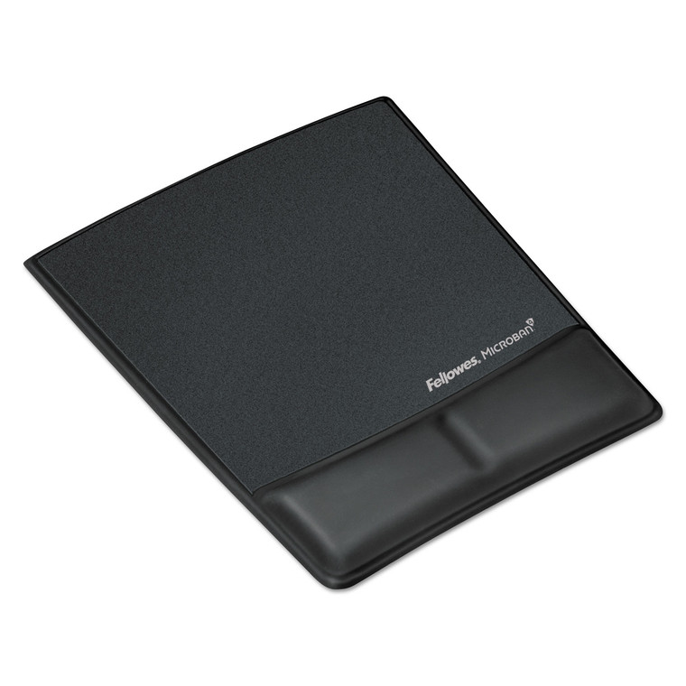 Ergonomic Memory Foam Wrist Rest w/Attached Mouse Pad, Black - FEL9180901