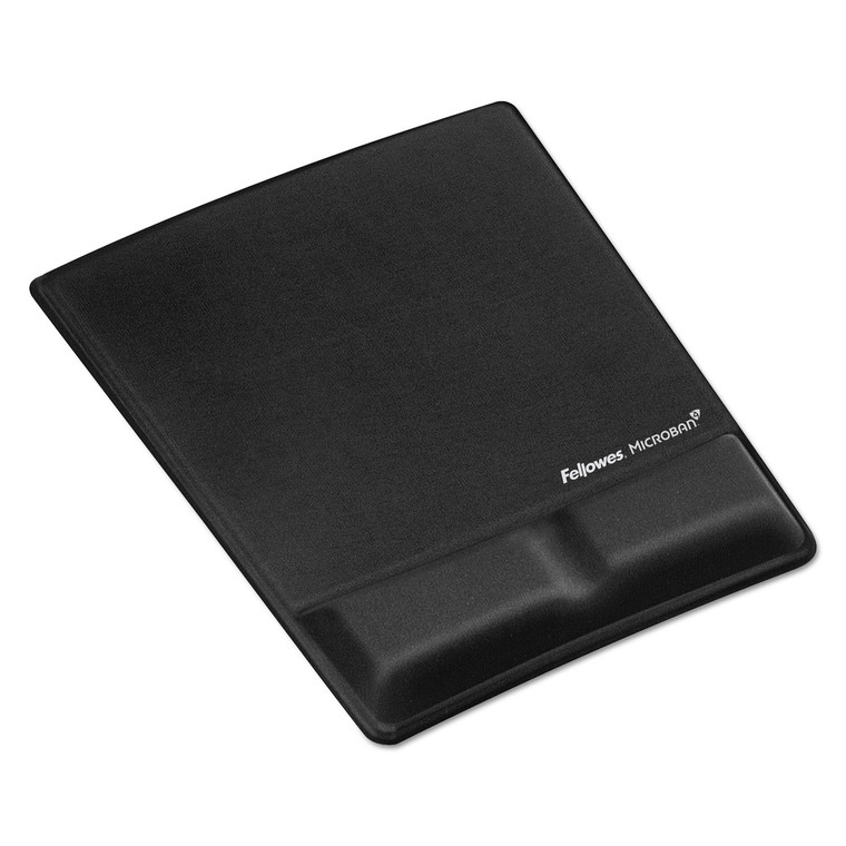 Ergonomic Memory Foam Wrist Support w/Attached Mouse Pad, Black - FEL9181201