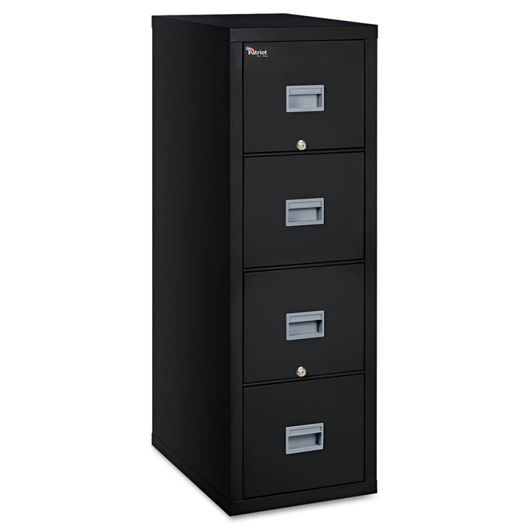 Patriot By Fireking Insulated Fire File, 1-Hour Fire Protection, 4 Legal/letter File Drawers, Black, 17.75" X 25" X 52.75" - FIR4P1825CBL