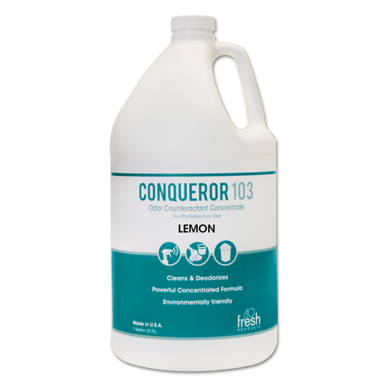 Conqueror 103 Odor Counteractant Concentrate, Lemon, 1 Gal Bottle, 4/carton - FRS1WBLE