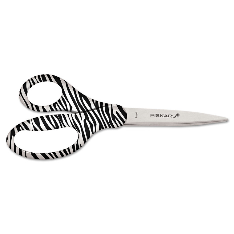Performance Designer Zebra Scissors, 8" Long, 1.75" Cut Length, Black/white Straight Handle - FSK1535821002