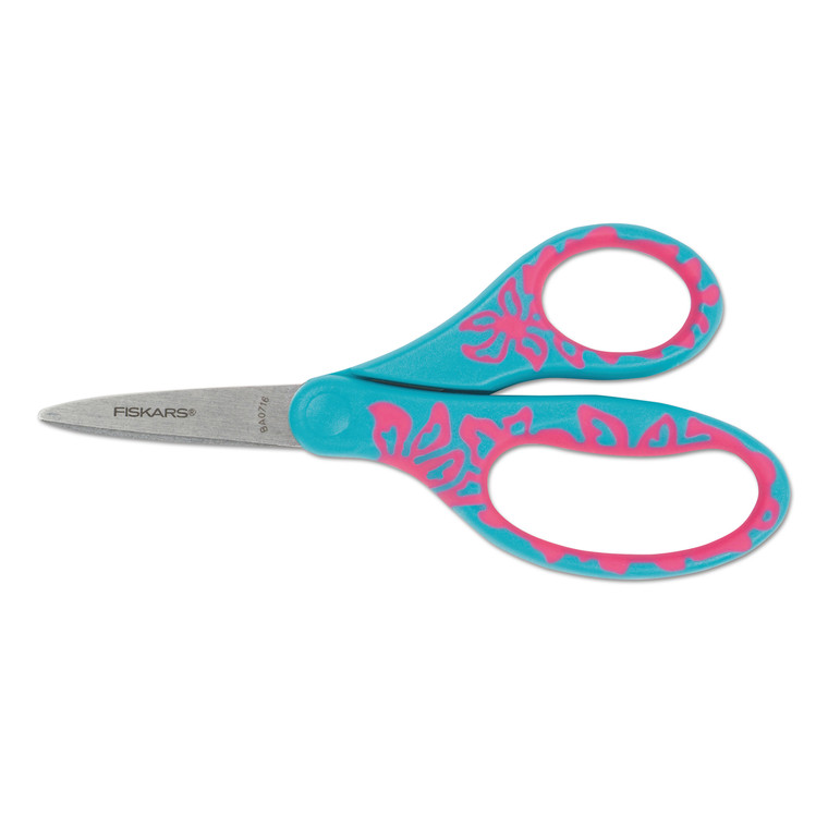 Kids/student Softgrip Scissors, Pointed Tip, 5" Long, 1.75" Cut Length, Assorted Straight Handles - FSK94337097J