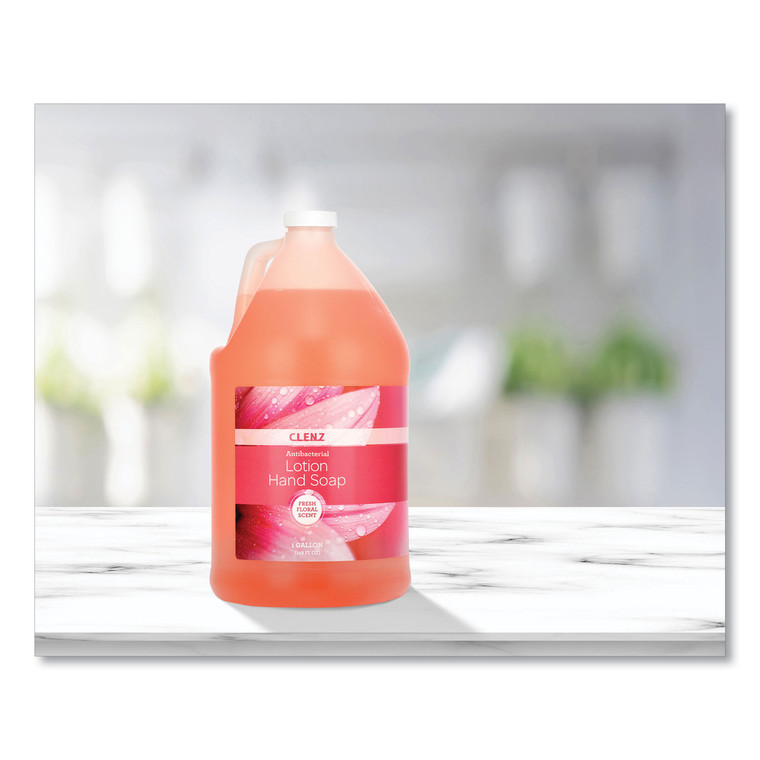 Clenz Liquid Gel Antibacterial Hand Soap, Fresh Floral Scent, 1 Gal Bottle - GN1ALPC8