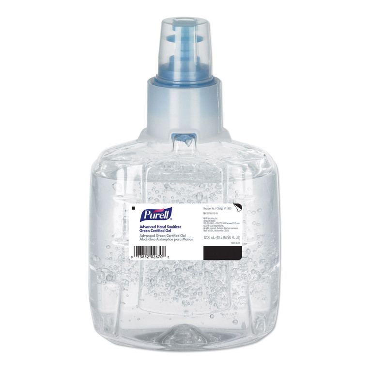 Green Certified Advanced Refreshing Gel Hand Sanitizer, For Ltx-12, 1,200 Ml, Fragrance-Free, 2/carton - GOJ190302CT