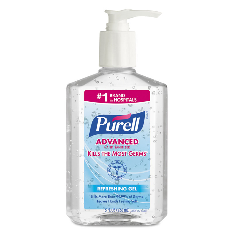 Advanced Refreshing Gel Hand Sanitizer, 8 Oz Pump Bottle, Clean Scent, 12/carton - GOJ965212CT