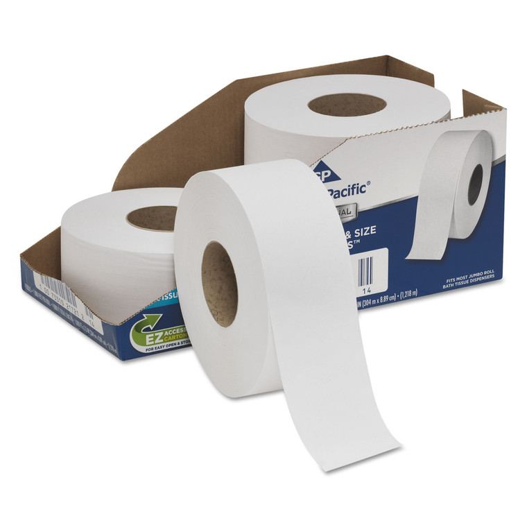 White Jumbo Bathroom Tissue, Septic Safe, 2-Ply, 3 1/2 X 1000 Ft, 4/carton - GPC2172114