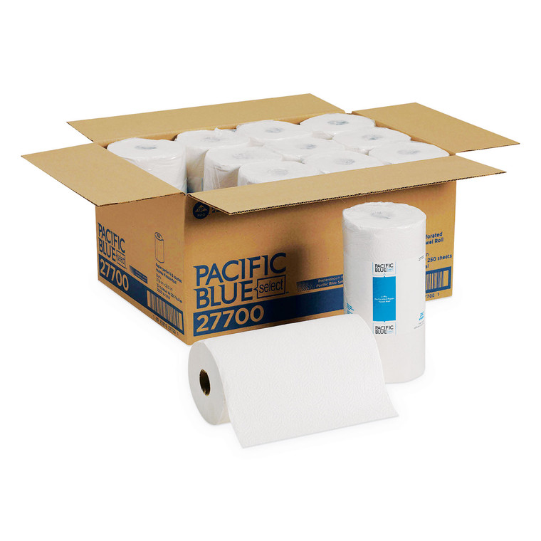 Pacific Blue Select Two-Ply Perforated Paper Kitchen Roll Towels, 11 X 8.8, White, 250/roll, 12 Rolls/carton - GPC27700