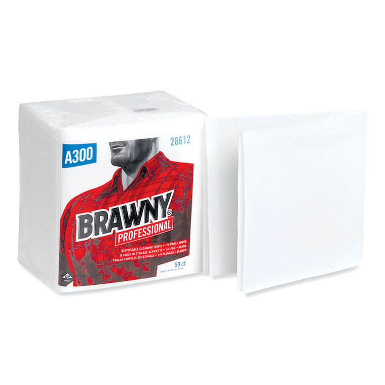Professional Cleaning Towels, 1-Ply, 12 X 13, White, 50/pack, 12 Packs/carton - GPC28612